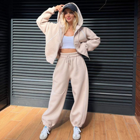 Damen Hoodie Jogginganzug Elastischer Bund Bequeme Taschen - Eveloria