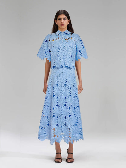 Damen Blumenkleid Hochkragen Voluminöse Ärmel Eveloria