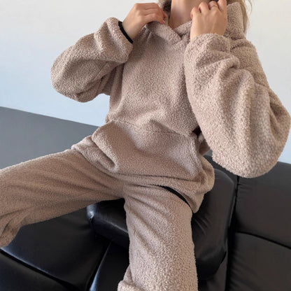 Damen Fleece Hoodie Kuschelig Grau Eveloria