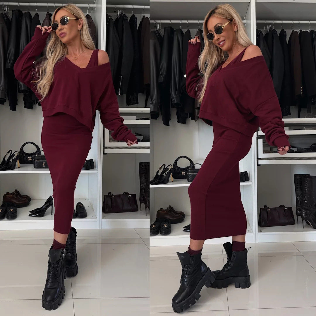Damen Kleidungsset mit Oberteil und Rock Eveloria Elegantes Set