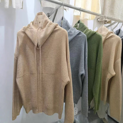 Damen Oversized Pullover Hochkragen Lässig Grau Eveloria