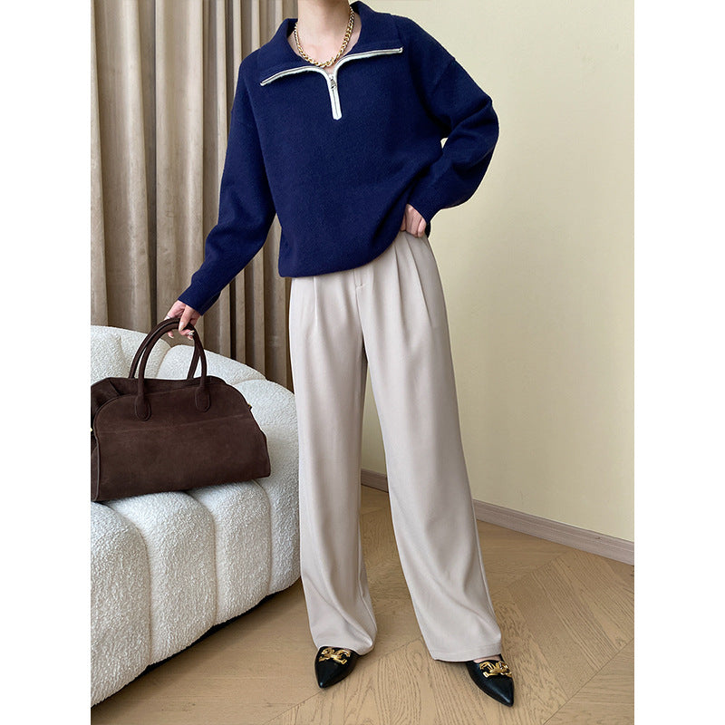 Damen Pullover Halb-Reißverschluss Lässiger Schnitt Eveloria