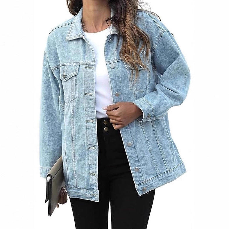 Damen Oversized Denimjacke Lässig Blau Eveloria - Eveloria