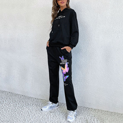 Damen Hoodiekombination Sportlich Bunt Schmetterlings-Design - Eveloria