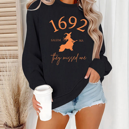 Damen Sweatshirt Witch-Motiv Baumwolle Gemütlich Grau - Eveloria