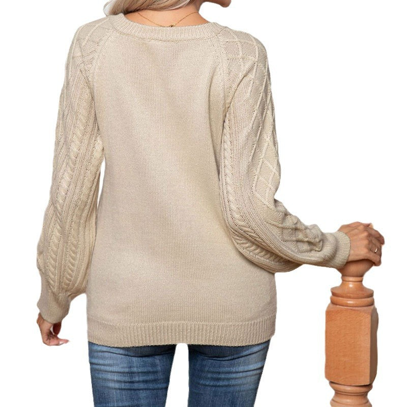 Damen Strickpullover Strukturierter Zopfmuster Look