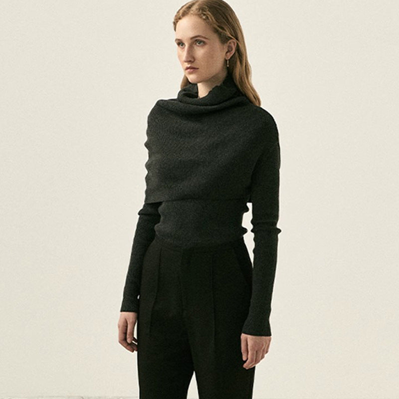 Damen Rollkragenpullover Asymmetrisch Eveloria