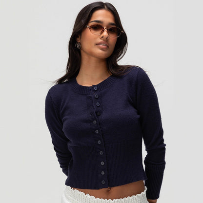 Damen Strickjacke Kontrastknöpfe Eveloria
