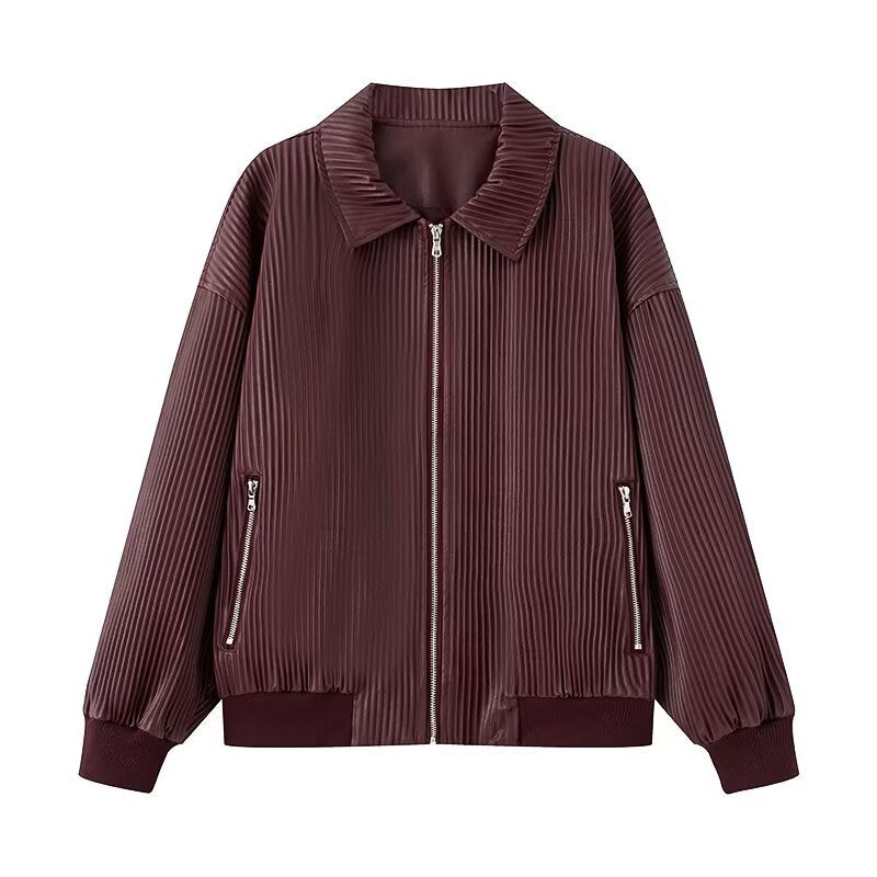 Damen Übergangsjacke Rippstruktur Praktische Taschen Schwarz Eveloria - Eveloria