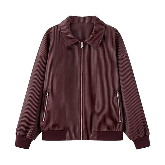 Damen Übergangsjacke Rippstruktur Praktische Taschen Schwarz Eveloria - Eveloria
