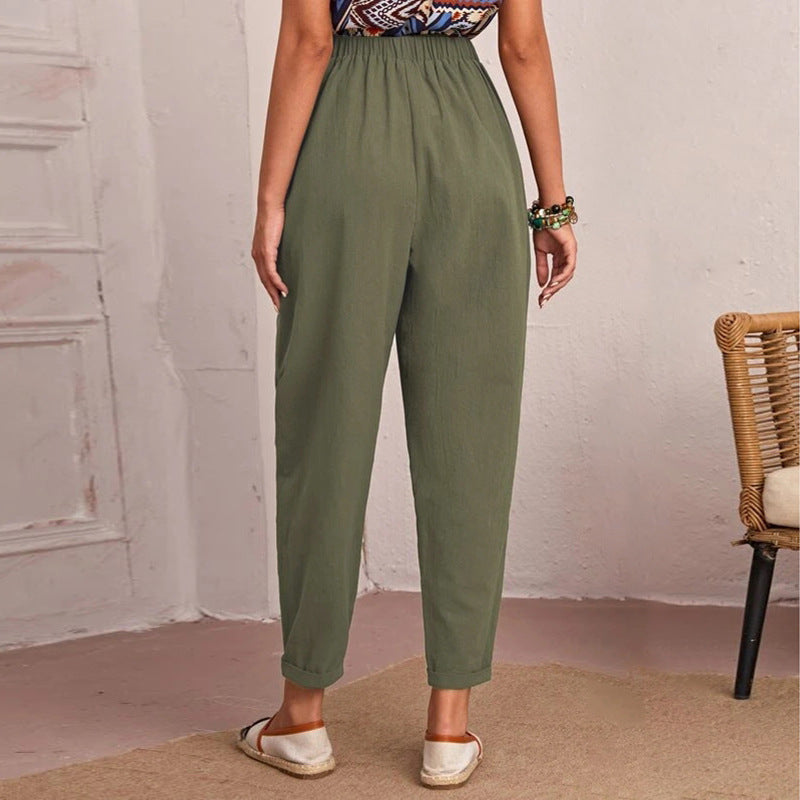 Damen Utility-Hose Elastischer Bund Praktische Taschen