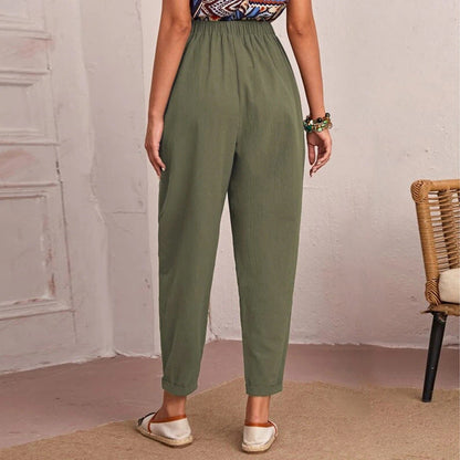 Damen Utility-Hose Elastischer Bund Praktische Taschen