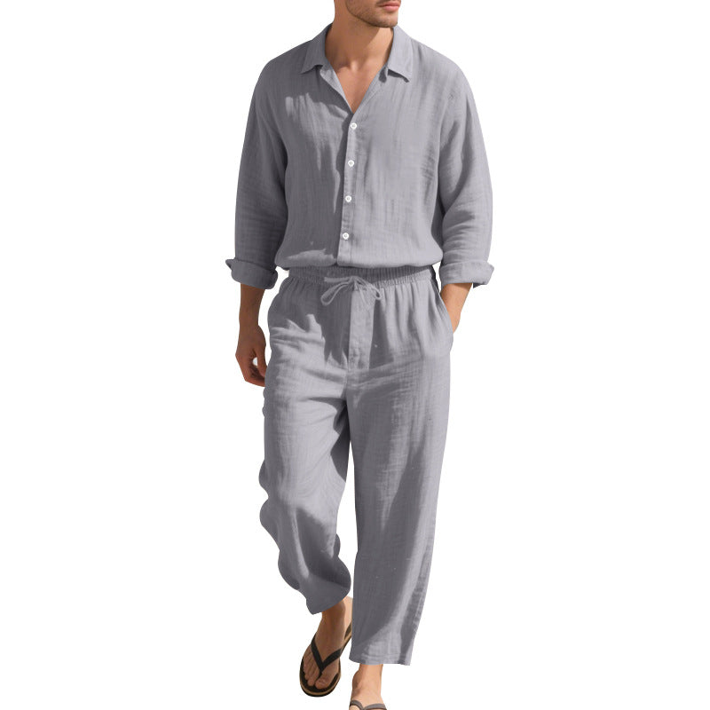 Herren Leinenanzug Lässig Moderner Schnitt Beige