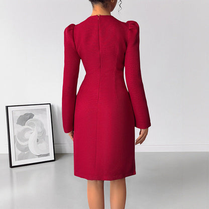 Damen Kleid Figurbetont Elegante Schleife Eveloria
