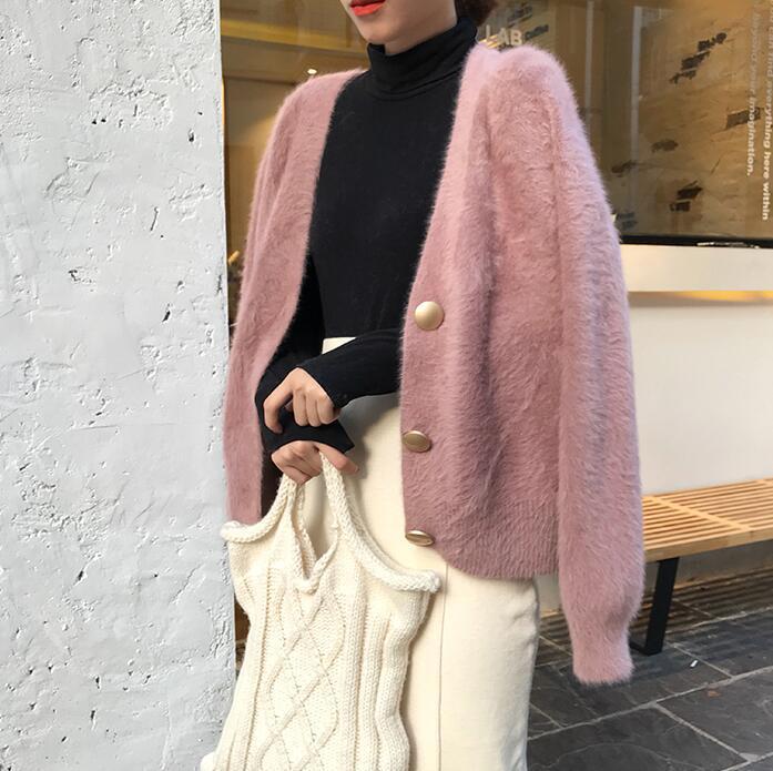 Damen Oversize Strickjacke Große Knöpfe Kuschelig Beige