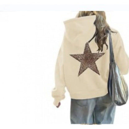 Damen Kapuzenpullover Glitzerndes Sternmotiv Eveloria