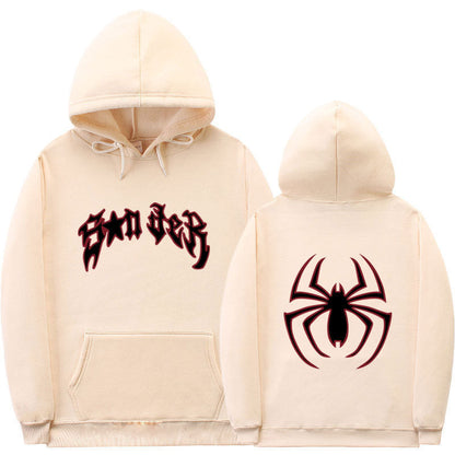 Damen Kapuzenpullover Spinnenmotiv Grobdruck Eveloria