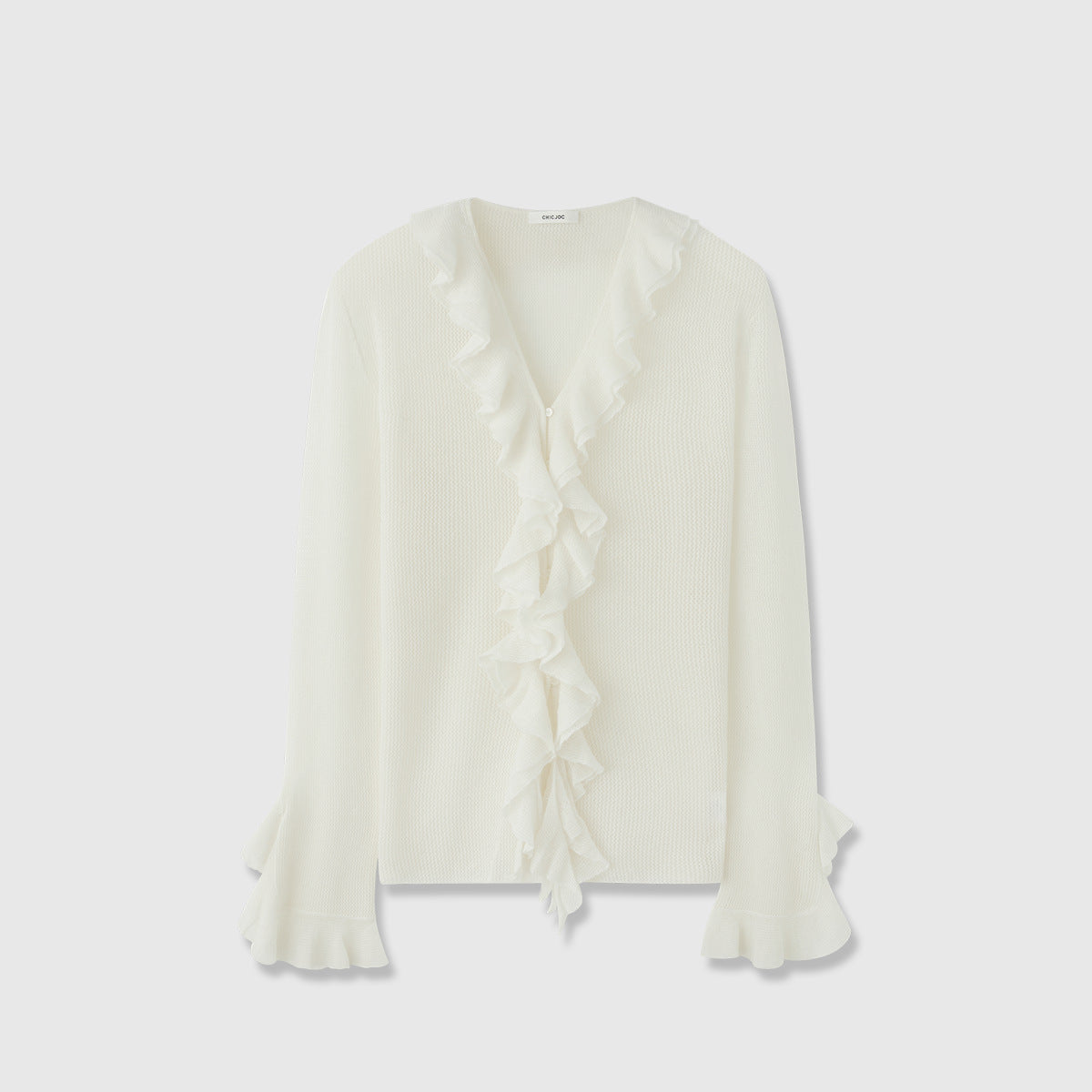Damen Strickpullover Rüschenverzierung Eveloria