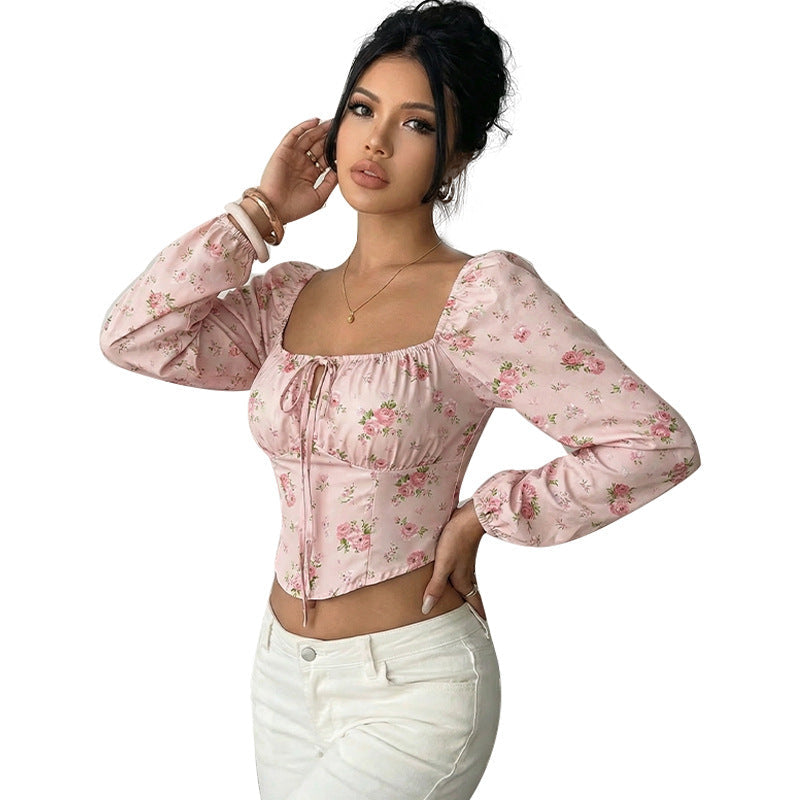 Damen Bluse Romantische Blumenmuster Bluse