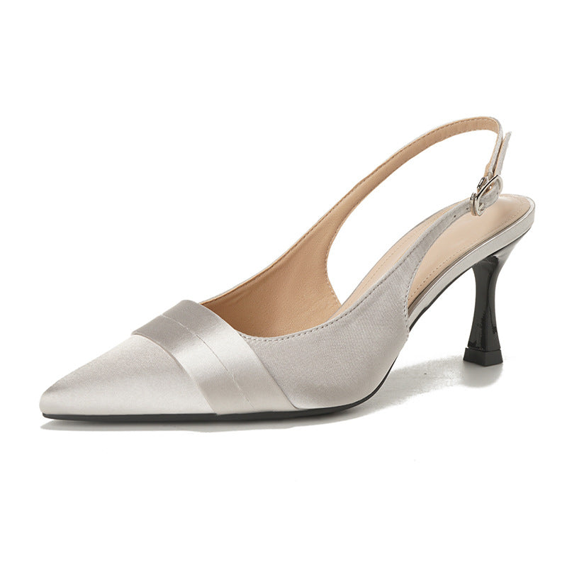 Damen Sling Pumps Satin Elegantes Design Hochhackig Eveloria