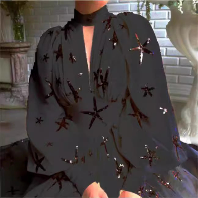 Damen Abendkleid mit Pailletten und Transparenz Eveloria