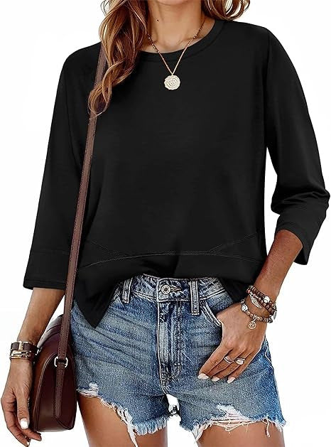 Damen Pullover 3/4 Ärmel Lässig Eveloria