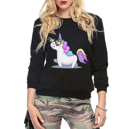 Damen Sweatshirt Einhorn-Design Lockeres Eveloria