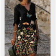 Damen Kleid mit V-Ausschnitt Florales Muster Eveloria
