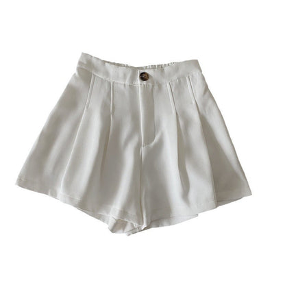 Damen Shorts Faltenwurf Knopf Detail