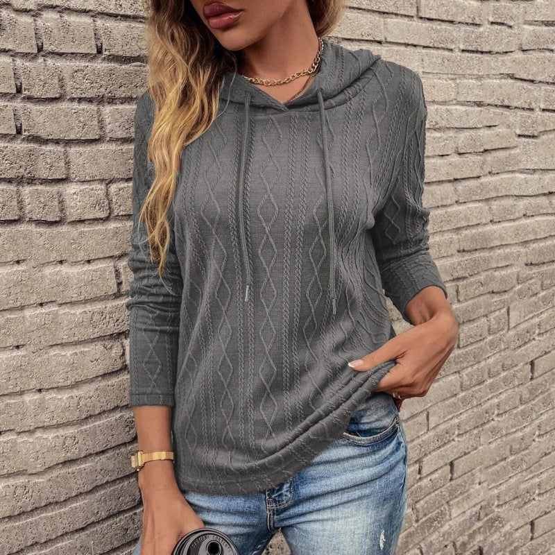 Damen Pullover Lässig Kordelzug Strickmuster Beige