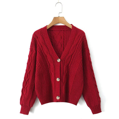 Damen Strickjacke V-Ausschnitt Kuschelig Eveloria