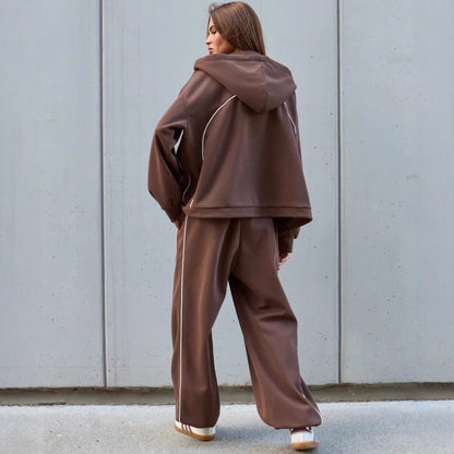 Damen Sportliches Zweiteiler-Set Kapuze Weite Hose