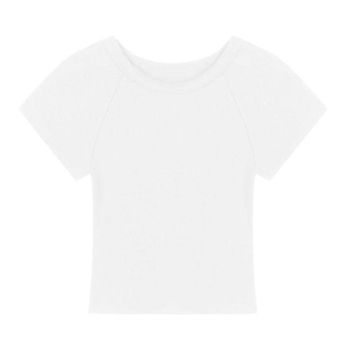 Damen T-Shirt Rundhalsausschnitt Baumwolle Weiß