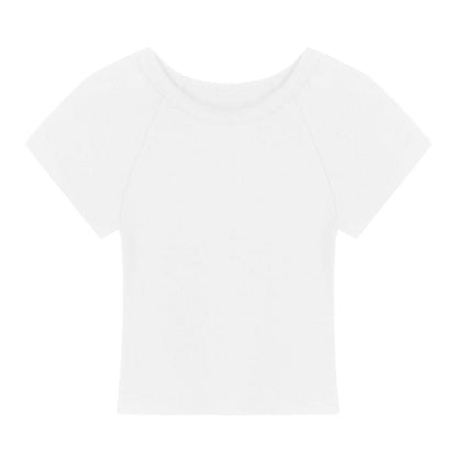 Damen T-Shirt Rundhalsausschnitt Baumwolle Weiß