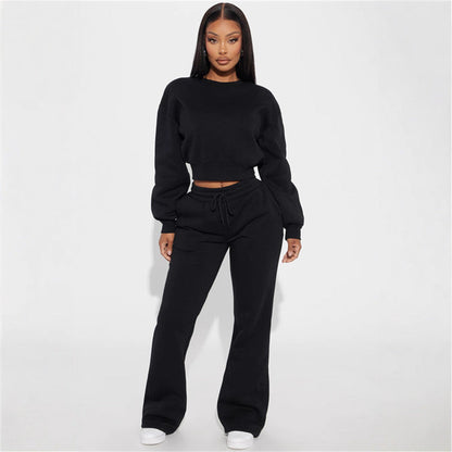Damen Cropped Sweatshirt Voluminöse Ärmel Eveloria