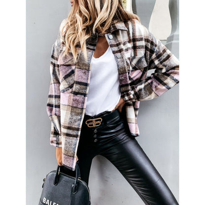 Eveloria Damen Karomuster Flanelljacke