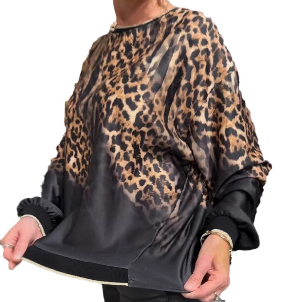 Damen Sweatshirt Leopardenmuster Trendy Eveloria