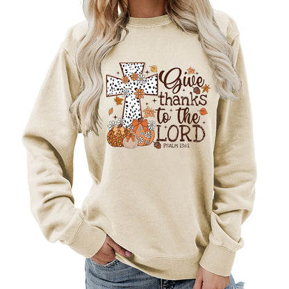 Damen Sweatshirt Kreuz-Aufdruck Herbstlich Braun Eveloria