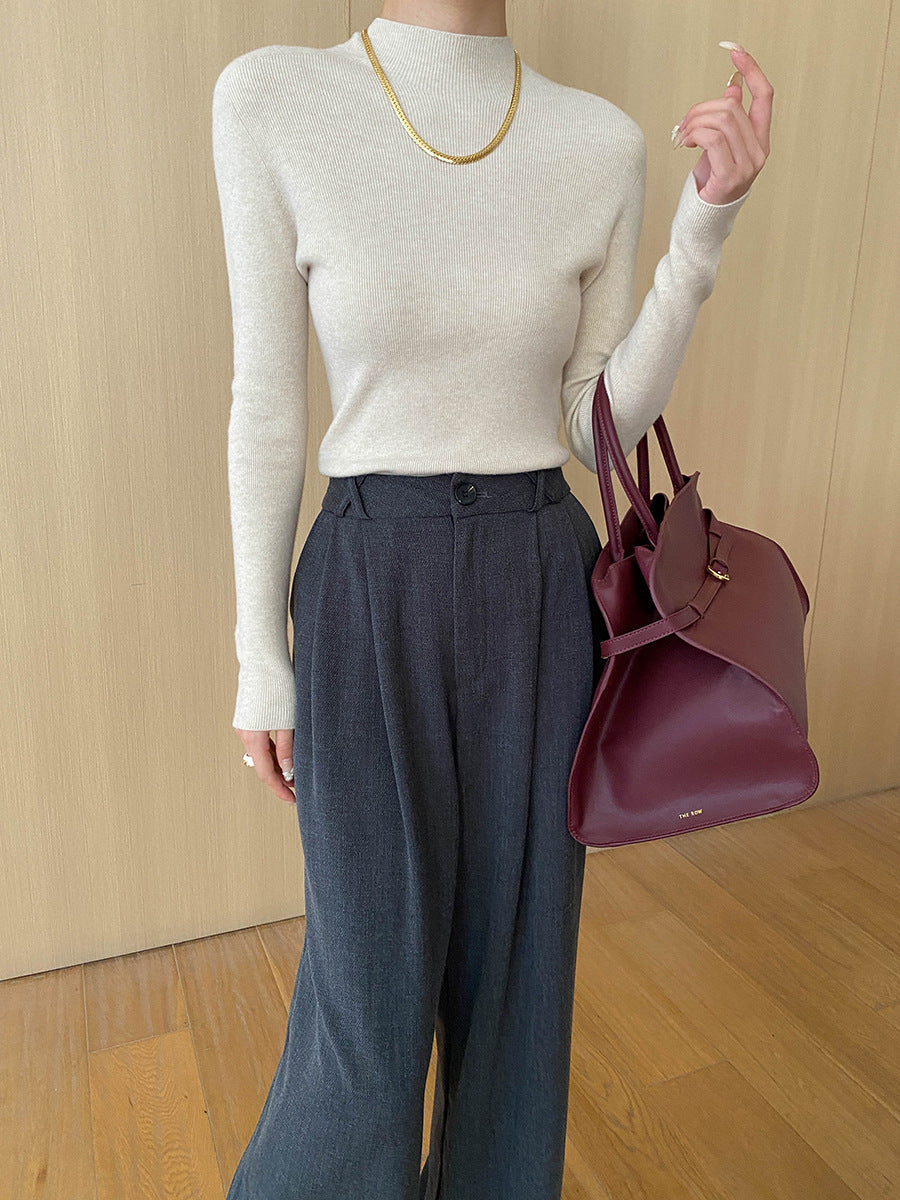 Damen Feinstrickpullover Hochkragen Elegante Passform