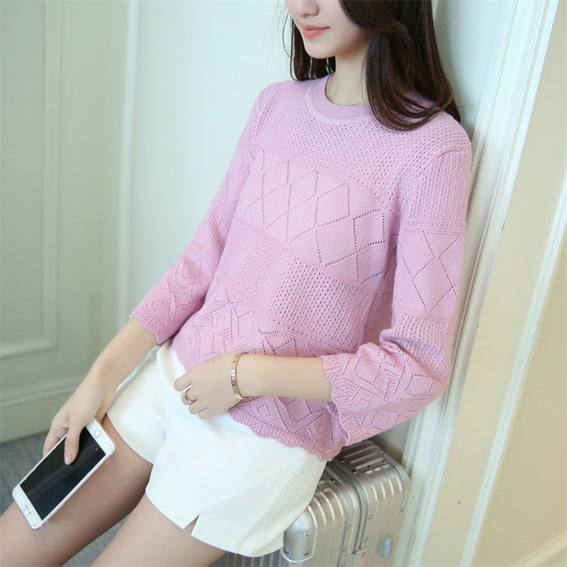 Damen Strickpullover Strukturiertes Muster Beige Eveloria