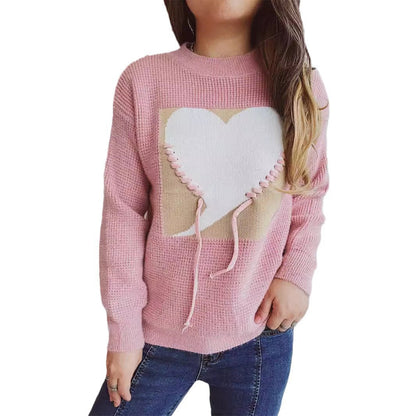 Damen Pullover mit Herzapplikation und Kordelzug