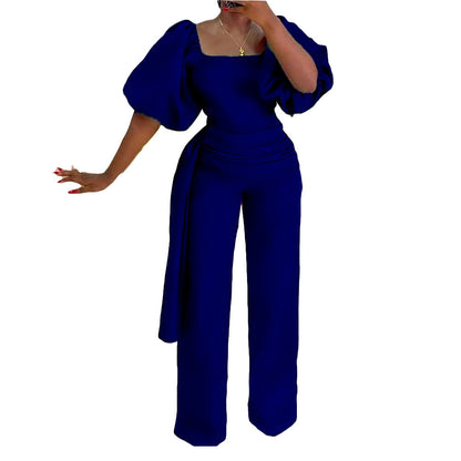 Damen Jumpsuit Voluminöse Ärmel Tailliert Eveloria