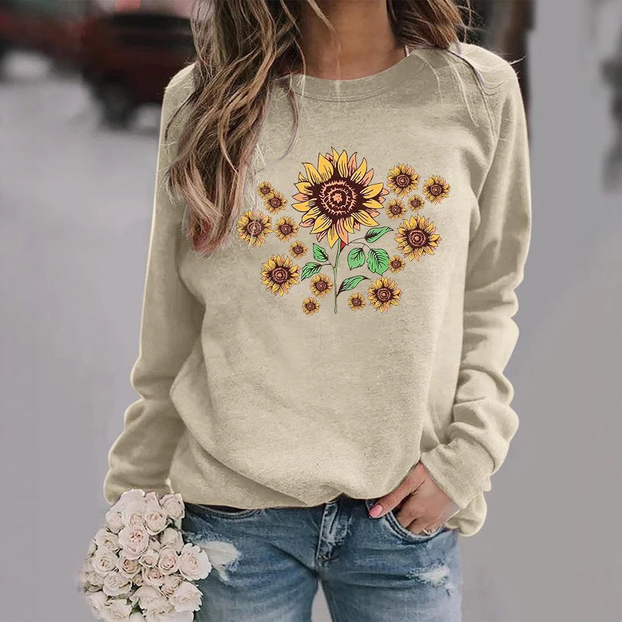 Damen Sweatshirt Floralmotiv Bequem Grün