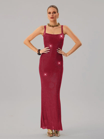 Damen Abendkleid mit Pailletten Tailliert Eveloria