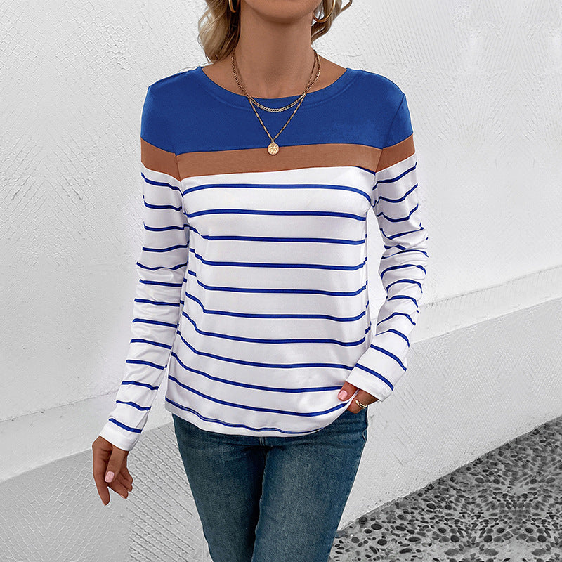 Damen Langarmshirt Streifen Elegant Farbhüpf Design Eveloria