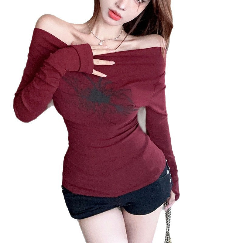 Damen Off-Shoulder Langarmshirt Eveloria