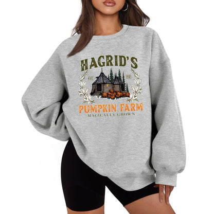 Damen Sweatshirt Rundhalsausschnitt Kürbis-Motiv Herbstlich - Eveloria