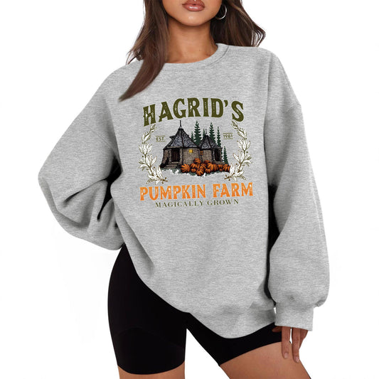 Damen Sweatshirt Rundhalsausschnitt Kürbis-Motiv Herbstlich - Eveloria