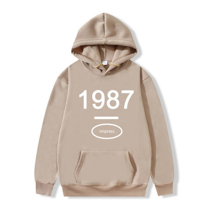 Damen Kapuzenpullover Kängurutasche Baumwolle Beige