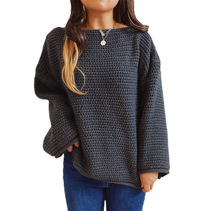 Damen Strickpullover Locker Weitem Schnitt Modernes Maschenbild